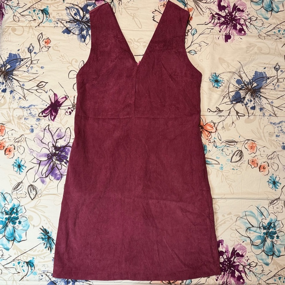 💜 Burgundy Corduroy Dress Size Small - NWOT